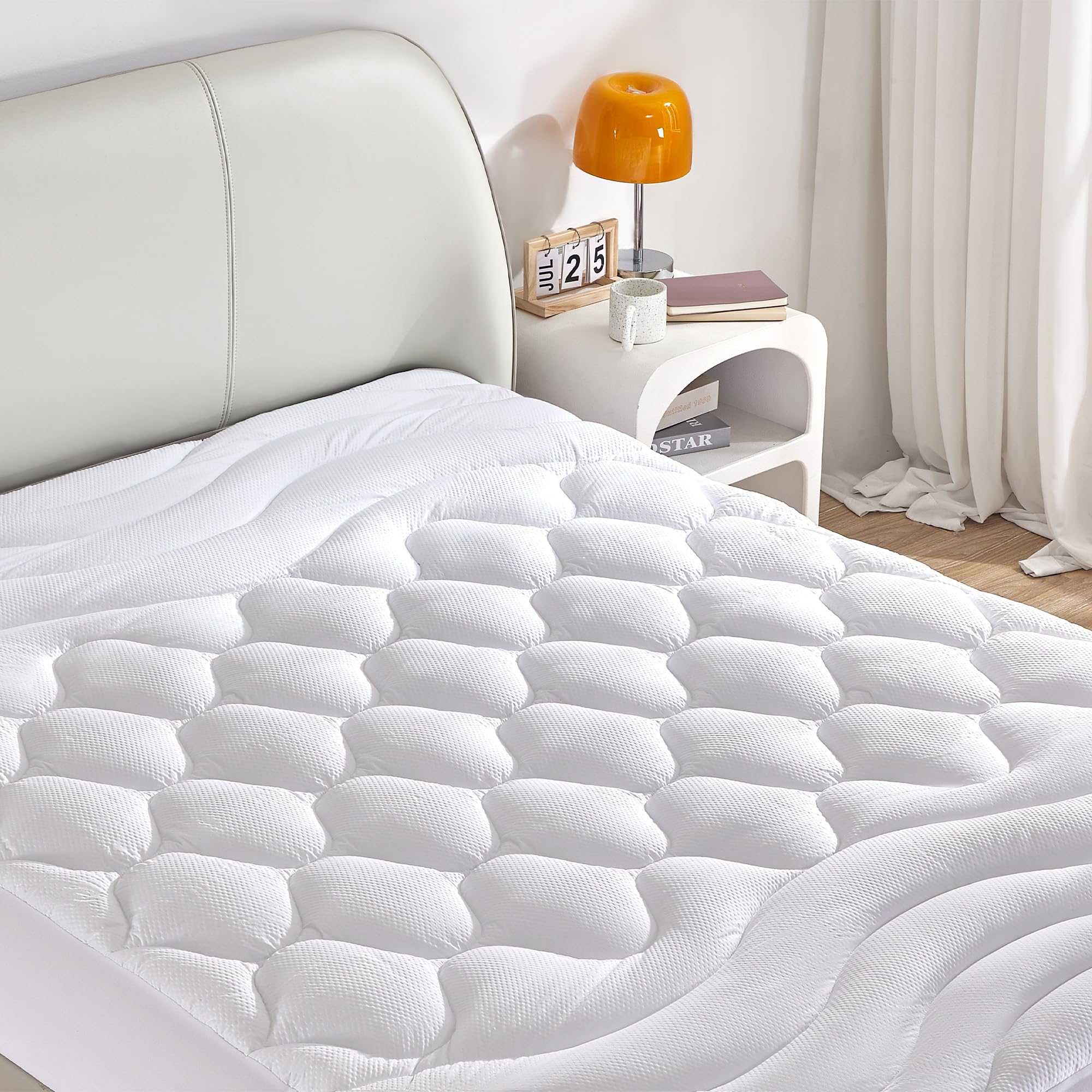Sonive Fluffy Mattress Pad - Breathable Comfort Mattress Cover, Down Alternative Fill Mattress Topper, Easy Fit For Up To 21 Inc